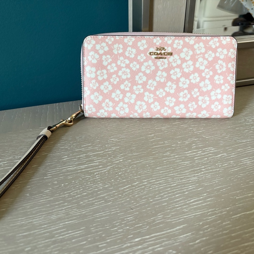 Coach Light Pink Floral Wristlet